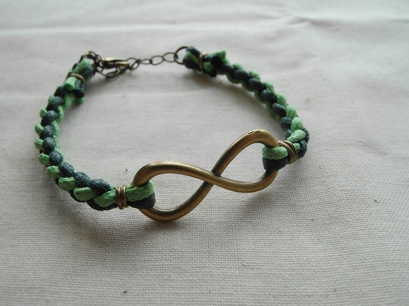 ~ M + Bear ~ Love Unlimited Love Unlimited, 8 wax rope braided bracelet (bronze green) - สร้อยข้อมือ - โลหะ สีเขียว