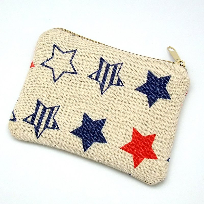 Zipper pouch / coin purse (padded) (ZS-132) - กระเป๋าใส่เหรียญ - ผ้าฝ้าย/ผ้าลินิน สีทอง