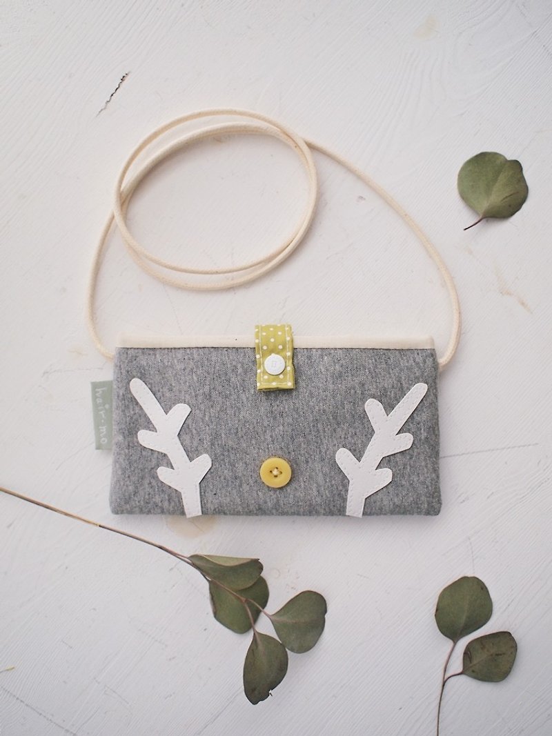 Hairmo. Big-nosed deer mobile phone bag chest hanging section - dark gray - เคส/ซองมือถือ - กระดาษ สีเทา