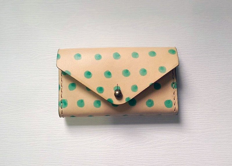 Envelope business card holder - eggplant force classic dot (green) - Card Holders & Cases - Genuine Leather Green