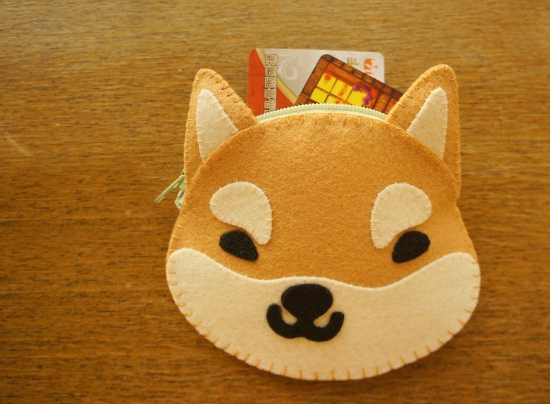 Mangogirl is super warm. Shiba Inu handmade zipper coin purse.Brown - Coin Purses - Other Materials 
