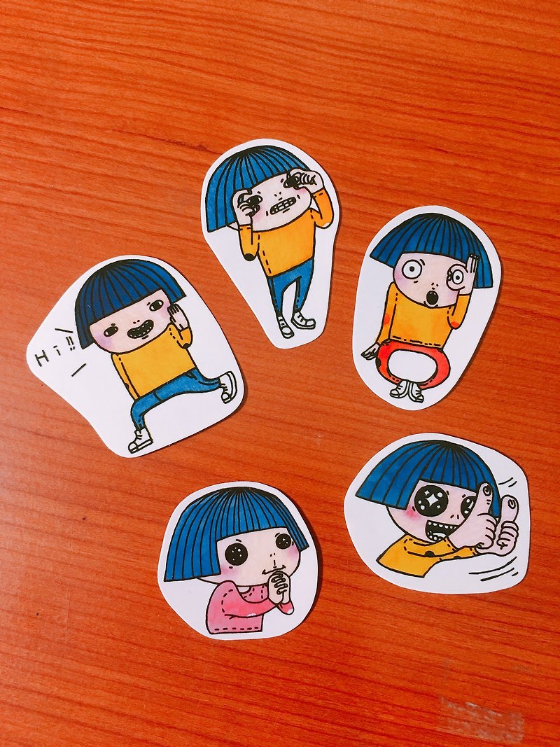 girl.  Happy.  Transparent stickers - Stickers - Waterproof Material Yellow