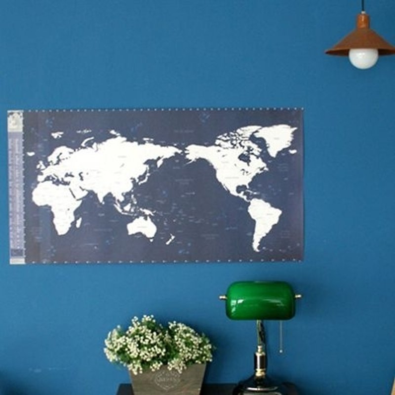 Dessin x Indigo Around the world record poster map of the world -indigo (limited home delivery), IDG78230 - แผนที่ - พลาสติก สีน้ำเงิน