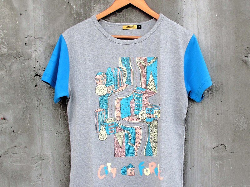 "Illustrator splicing Tee" - City Forest - Women's T-Shirts - Cotton & Hemp 
