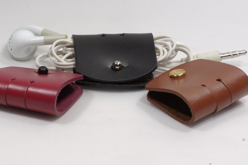Reel, take-up, hub, leather and leather width 4 cm-painted edge-2 pieces 160 yuan / piece - ที่เก็บสายไฟ/สายหูฟัง - หนังแท้ 