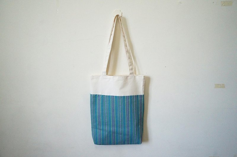 Ethnic style literary green shoulder bag/handbag - Handbags & Totes - Other Materials Blue