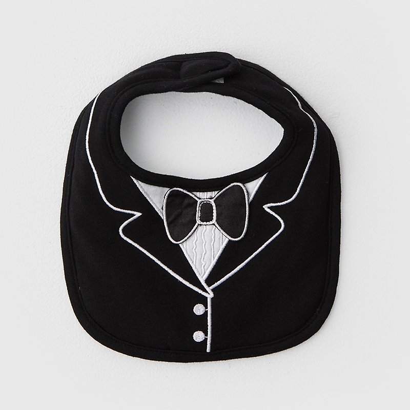 American Frenchie MC Classic Tuxedo Bib-Black Tie - ผ้ากันเปื้อน - ผ้าฝ้าย/ผ้าลินิน สีเทา