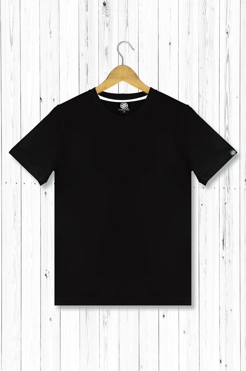 STATELYWORKブランクプレーンTシャツ-メンズTシャツ-ブラック - Tシャツ メンズ - コットン・麻 ブラック