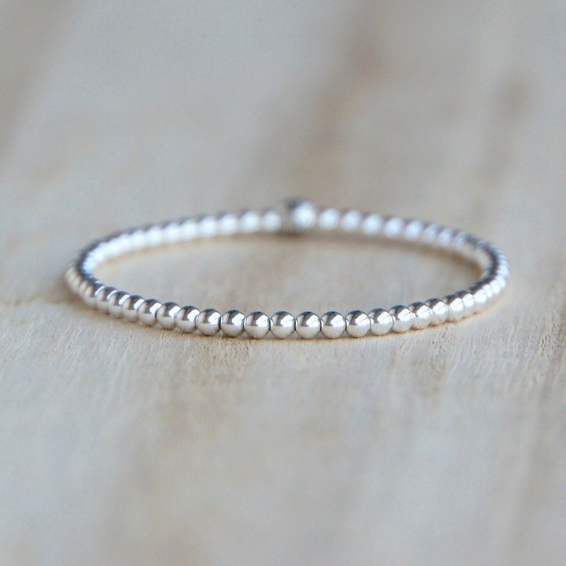 ITS: 866 Basic collection [925] silver plated copper bracelet elastic 3mm. Button bracelet can be changed. - สร้อยข้อมือ - วัสดุอื่นๆ สีเทา