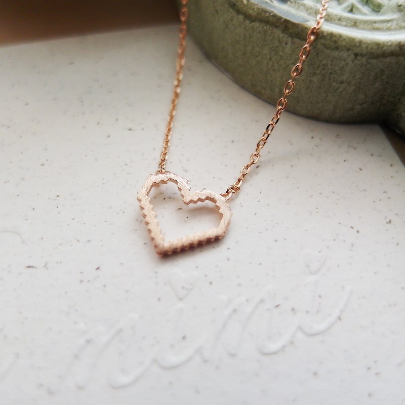 Cha mimi. Valentine's recommendation. Jagged love rose gold short chain - Necklaces - Other Metals Pink