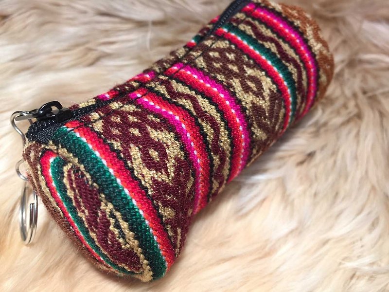 ペルー織りシリンダー小さな財布 - 赤いコーヒー - 小銭入れ - その他の素材 多色