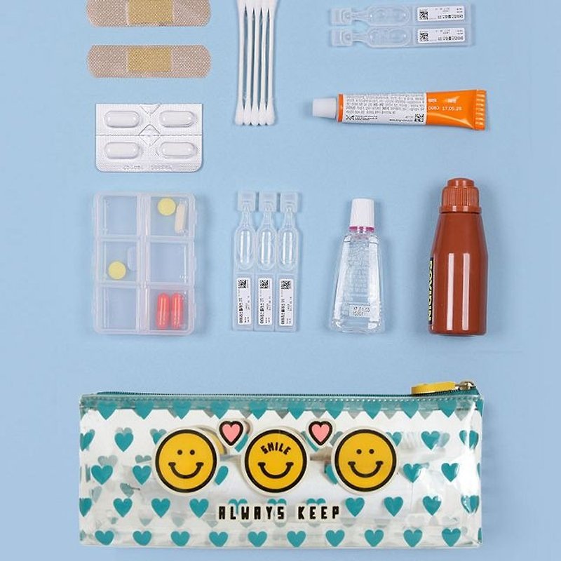 Dessin x MPL.Design- Happy Star Vanity zipper bag S- smiley, MPL25649 - Toiletry Bags & Pouches - Plastic Blue