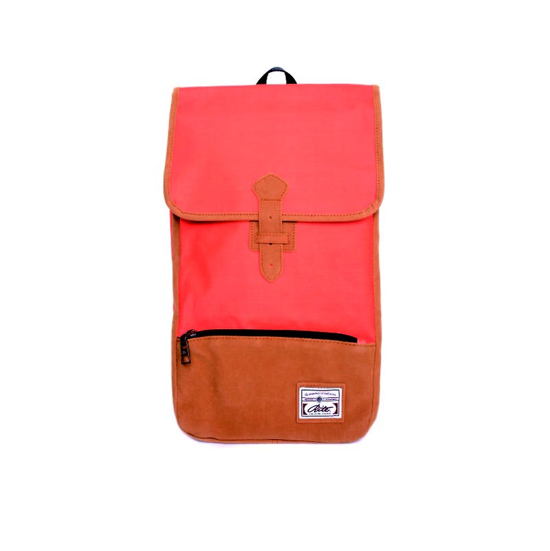 ｜翻蓋小書包-橘帆布｜ - Messenger Bags & Sling Bags - Other Materials Orange