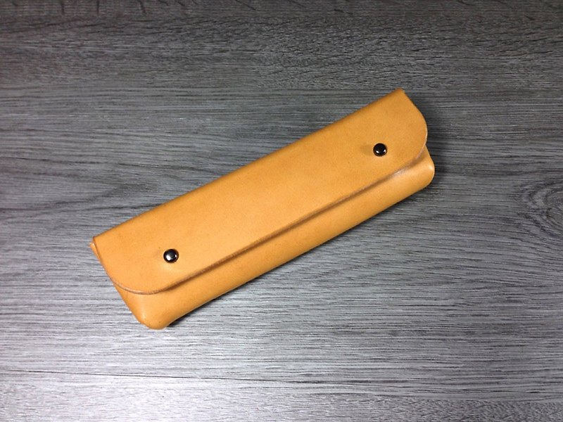 MICO hand-stitched vegetable tanned leather pencil case (light tea) - กล่องดินสอ/ถุงดินสอ - หนังแท้ สีส้ม