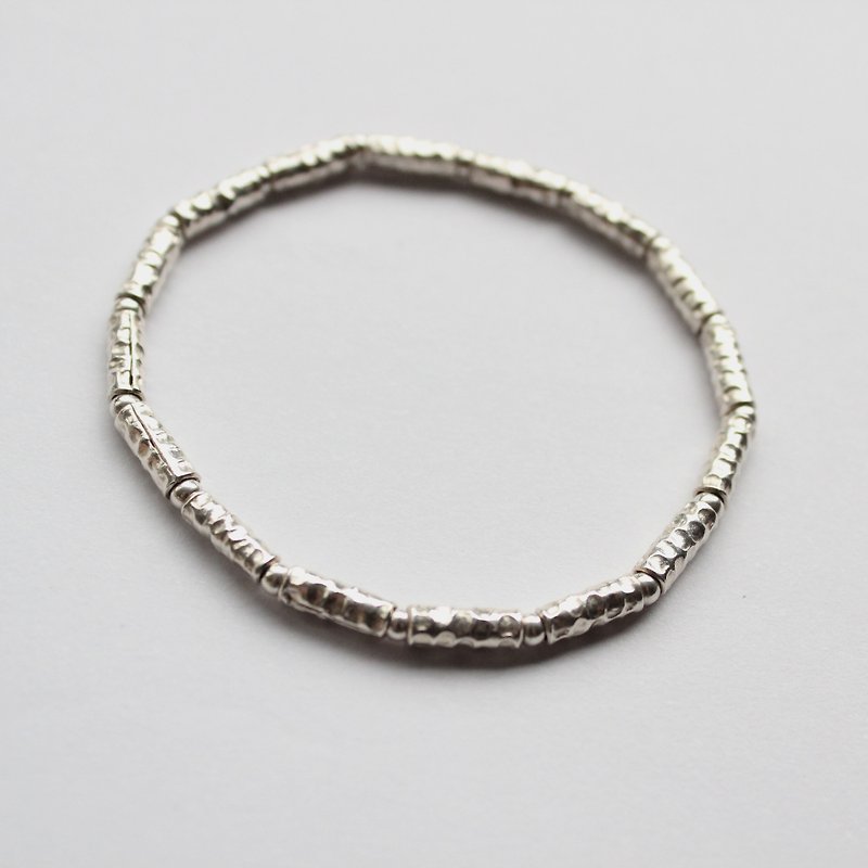 Journal (minimalist winter) - rugged rough / silver hand-made, natural stone hand Bracelet - สร้อยข้อมือ - โลหะ 