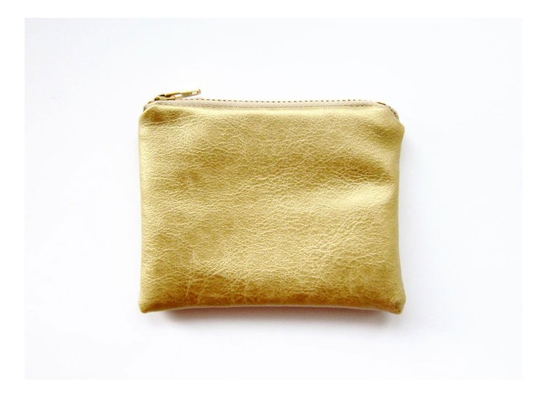 聖誕交換禮物 金色 拉鍊包 零錢包 簡約 人造皮革 仿皮革 迷你版 - 零錢包/小錢包 - 真皮 金色