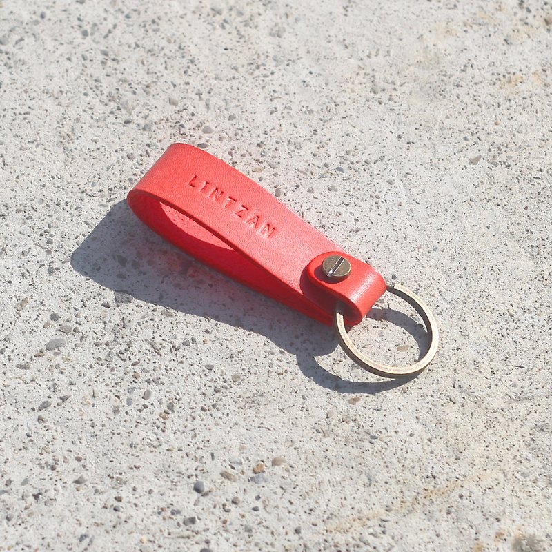 Leather key ring - garnet red - ที่ห้อยกุญแจ - หนังแท้ สีแดง