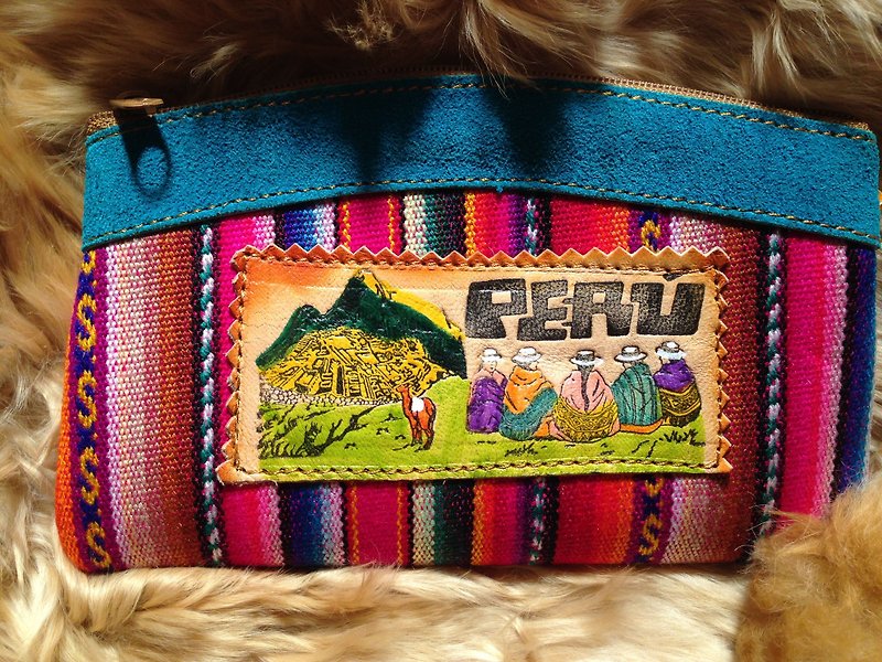 Peru colorful stitching texture pouch - Toiletry Bags & Pouches - Other Materials Multicolor