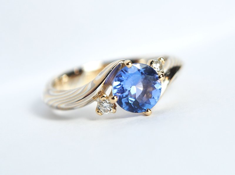 Element47 Jewelry studio~ Karatgold mokumegane engagement ring 10 (14KY/14KW/925 - Couples' Rings - Gemstone Multicolor