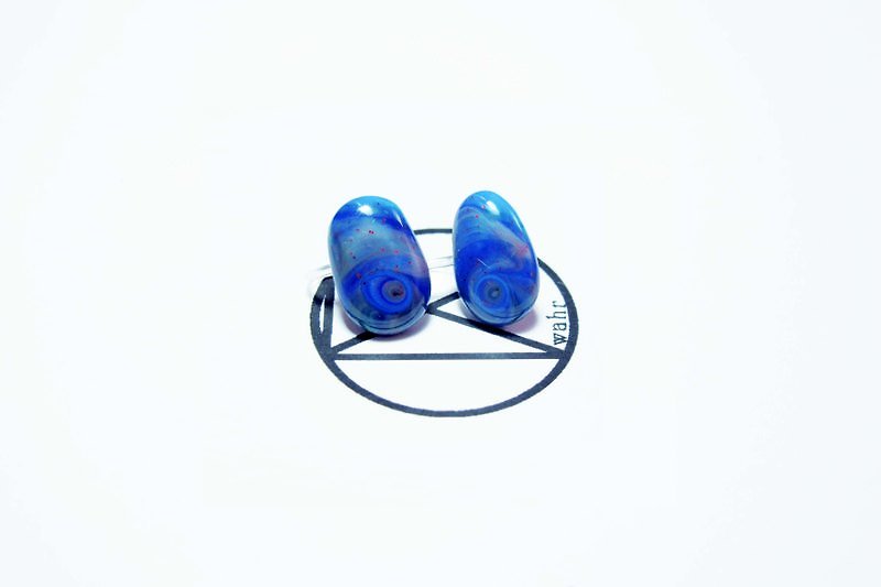 【Wahr】夾式-藍耳環(一對) - 耳環/耳夾 - 其他材質 多色