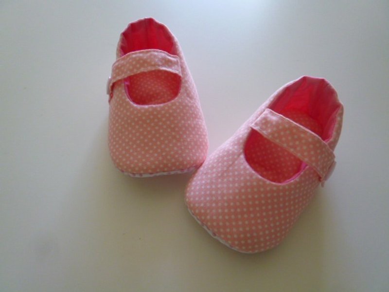 粉底小水玉嬰兒鞋 寶寶鞋 彌月禮物 - 嬰兒鞋/學步鞋 - 棉．麻 粉紅色