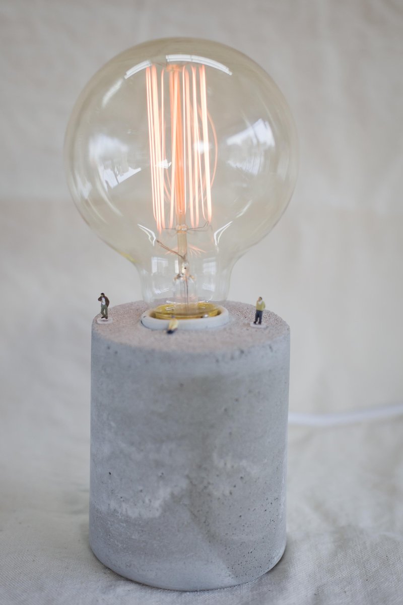 [Drizzle Handmade Workshop] [Simple Waiting]-Water Model Table Lamp-Retro Simple Industrial Style Table Lamp - Lighting - Cement Pink