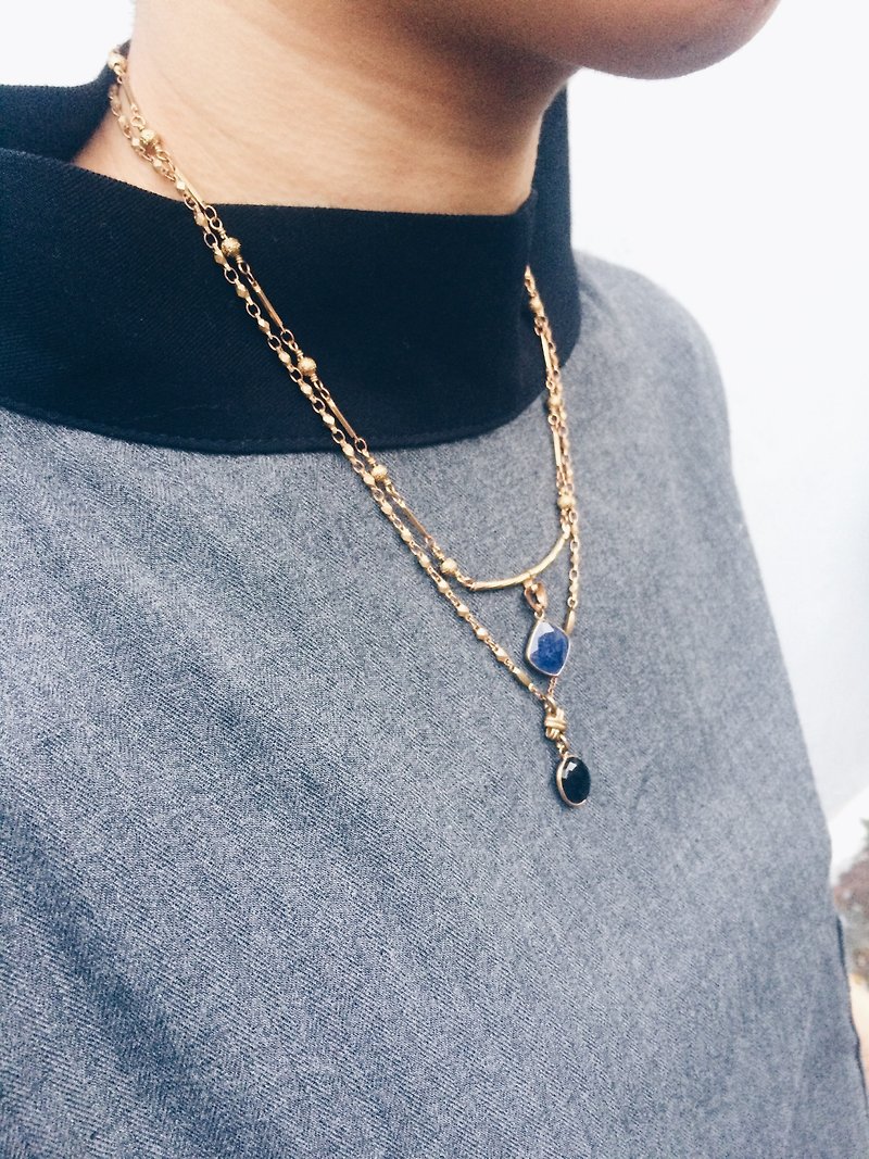Emerald - the. Star Series - Blue corundum necklace - สร้อยคอ - เครื่องเพชรพลอย สีน้ำเงิน