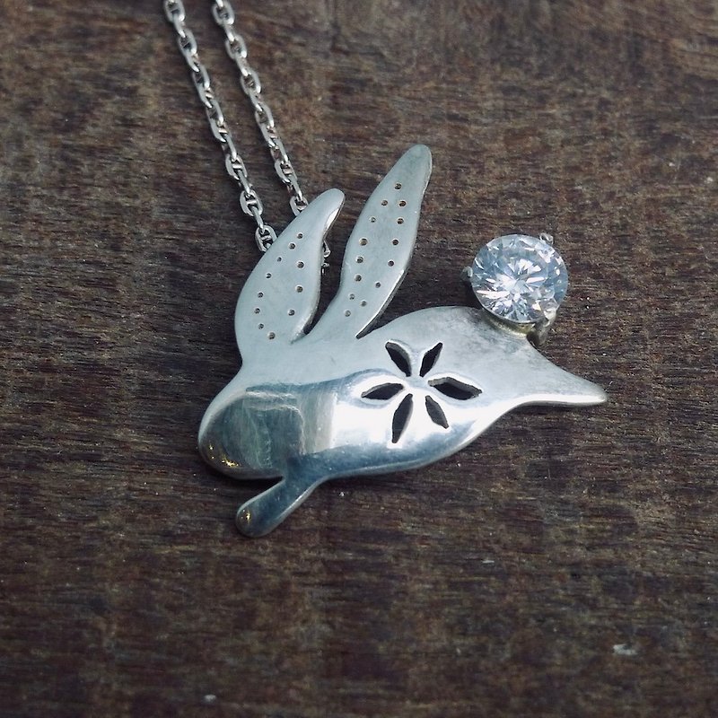 Lucky Rabbit~Rabbit shape with lucky Stone, cute animal healing series pendant necklace - สร้อยคอ - เครื่องเพชรพลอย 