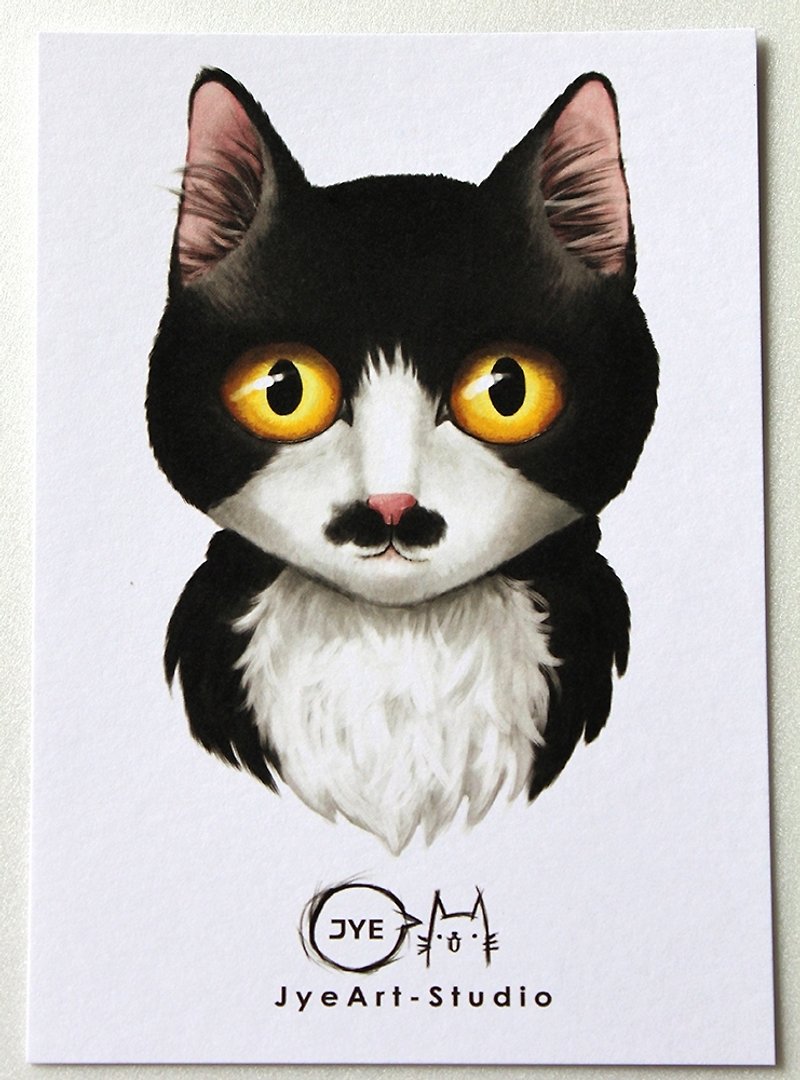 [喵信片] 紳士黑白貓 (單張購買區) - การ์ด/โปสการ์ด - กระดาษ สีดำ