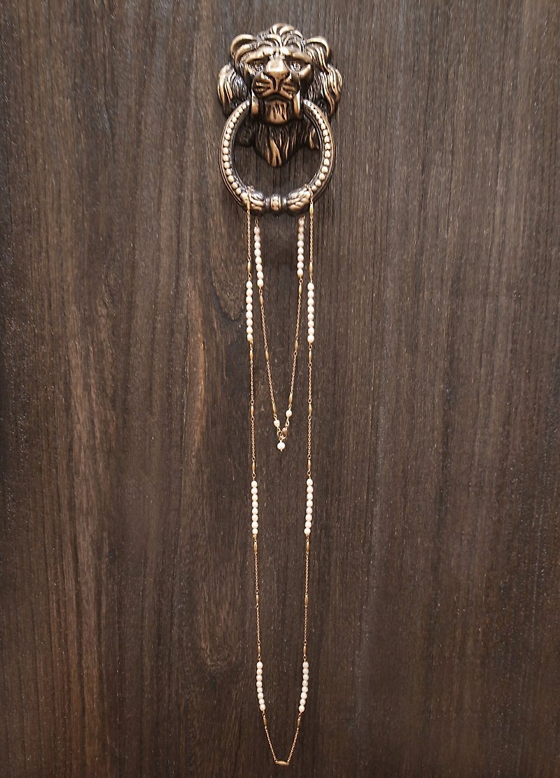 "Heritage Collection" tell intimate language of love long necklace handmade vintage brass - สร้อยคอยาว - เครื่องเพชรพลอย ขาว
