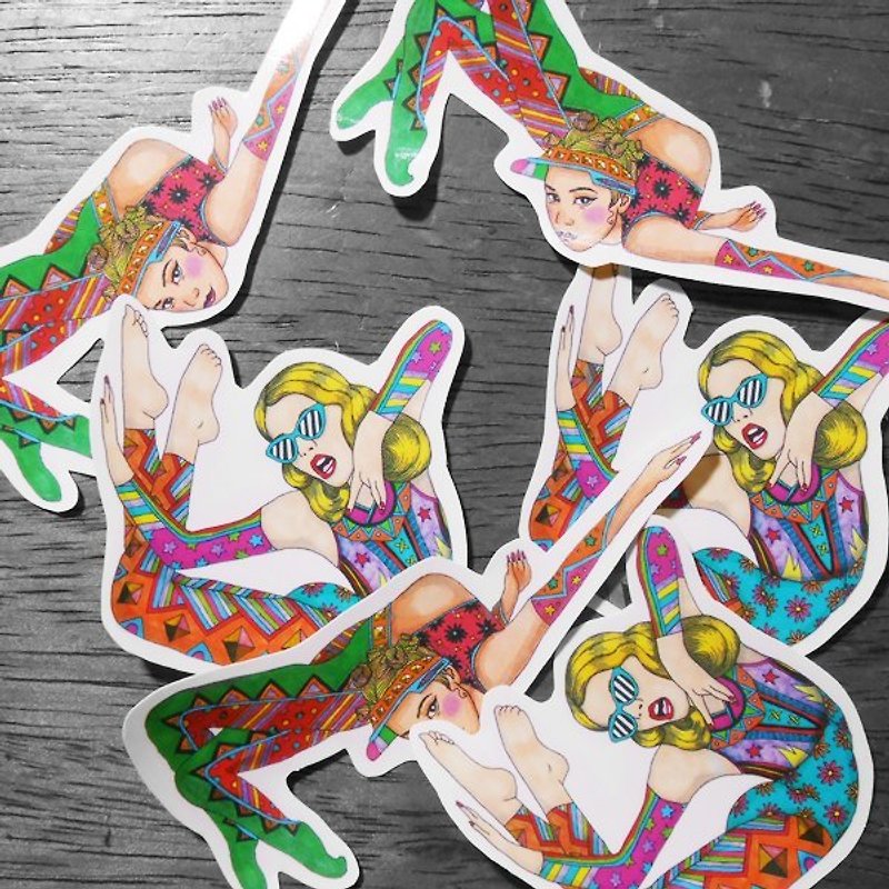 軟骨功貼紙(2款) - Stickers - Paper Multicolor