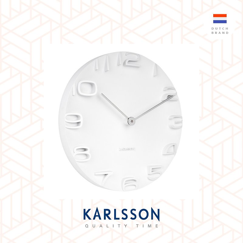 オランダ カールソン ウォールクロック オン ザ エッジ クローム針付き ホワイト - 時計 - シリコン ホワイト