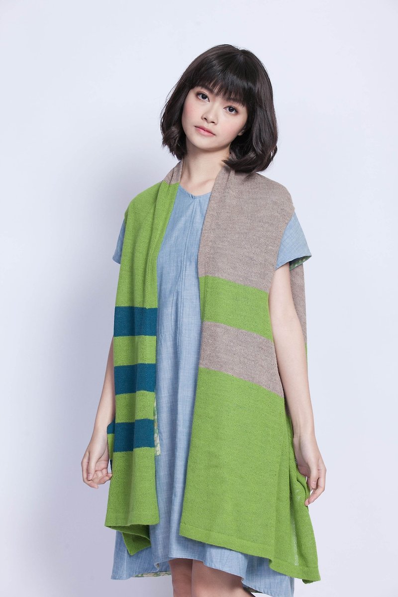 羊駝毛圍巾背心＿綠＿公平貿易 - 絲巾 - 其他材質 綠色