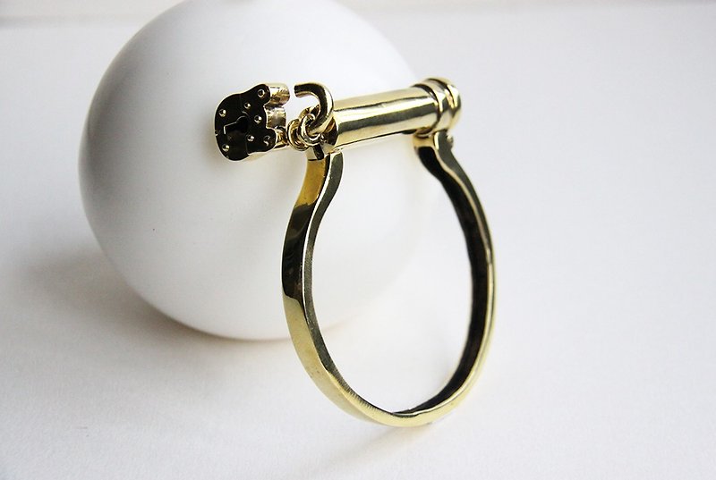 Handcuff Bracelet / Handmade Brass Metal Work by September Room - Bracelets - Other Metals Gold