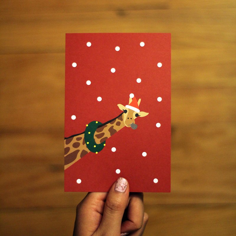 XMAS EDITION  - Hello,Mr. Giraffe! Postcard - การ์ด/โปสการ์ด - วัสดุอื่นๆ สีแดง