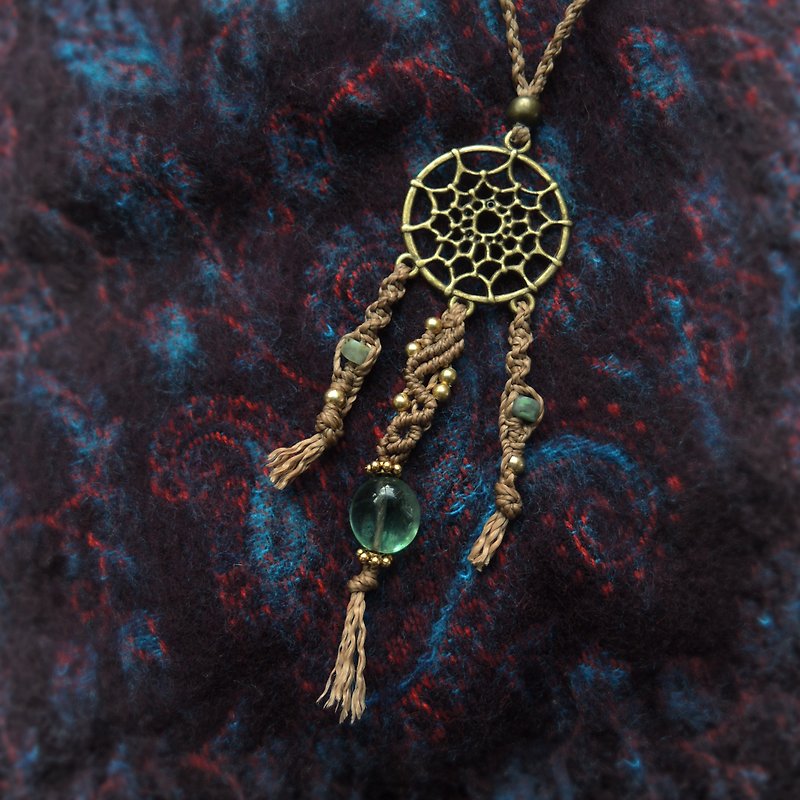 Dream Catcher / Natural Stone x Brazilian Silk Wax Necklace - สร้อยคอ - เครื่องเพชรพลอย สีนำ้ตาล