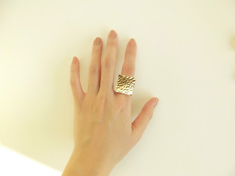 Chuan hand [knocked] generous piece ring / hand-pure copper 18k gold / - General Rings - Other Metals 