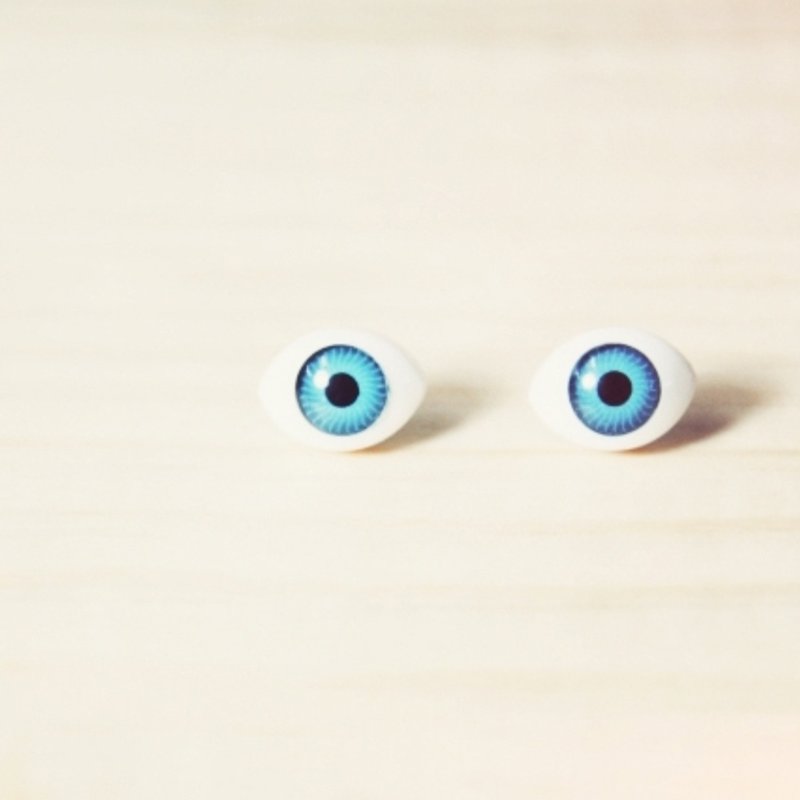 個性眼球/眼睛耳環 (咖.水藍.灰藍.綠) - 耳環/耳夾 - 塑膠 藍色