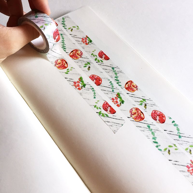 Tropical Washi Tape, Bee Masking Tape, Watercolor Tropical Flower, Floral Sticky Tape - Washi Tape - Paper Red