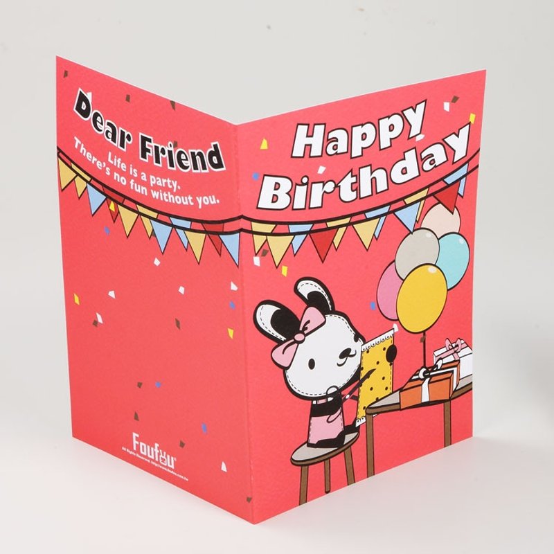 《Foufou》- 生日卡片Card-Birthday Party - 卡片/明信片 - 紙 紅色