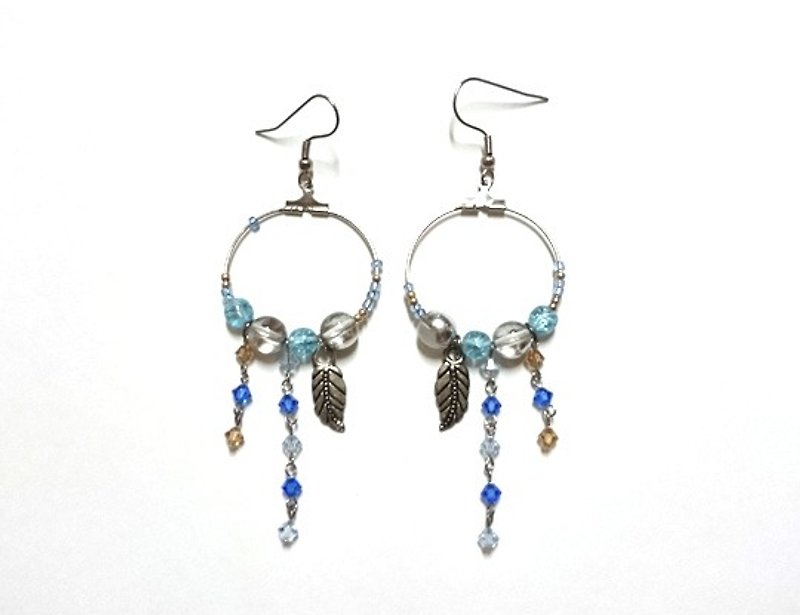 Aqua Elf circle earrings - Metalsmithing/Accessories - Other Materials Gray