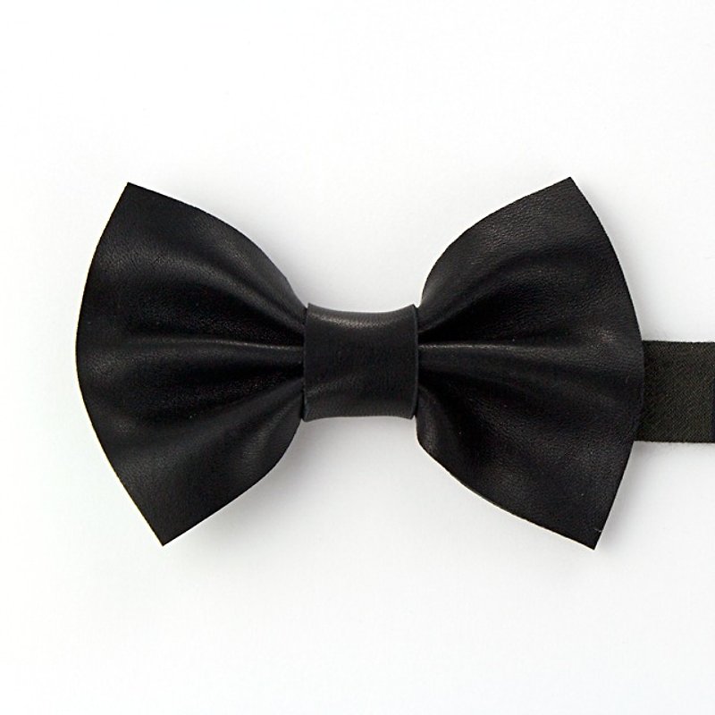 Leather Bowtie (Black) - Ties & Tie Clips - Genuine Leather Black