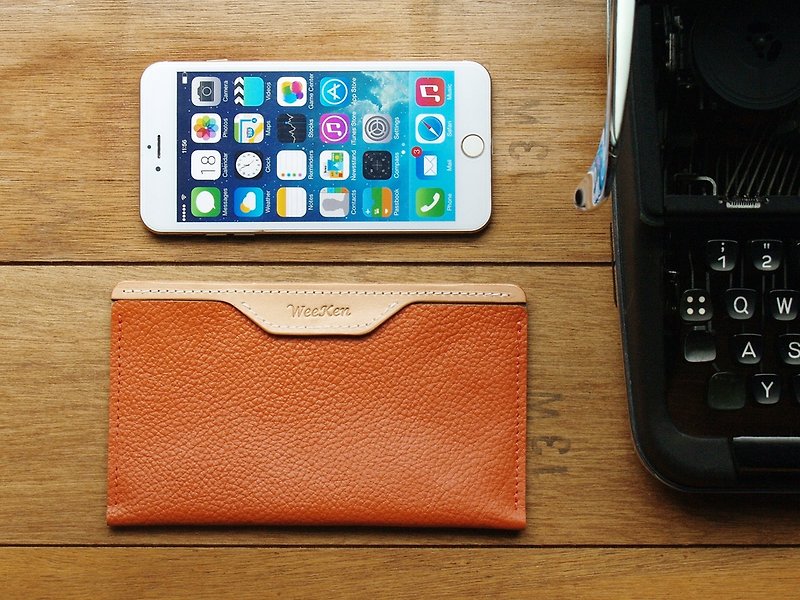 [ weekenlife ] - Leather Phone Case for iPhone 6/7/8 plus ( Custom Name ) - Brick Orange - Phone Cases - Genuine Leather Orange
