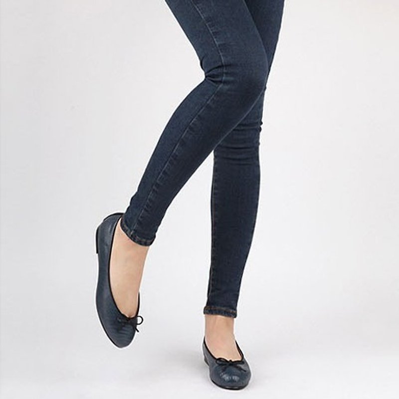 【Korean trend】SPUR Plain lizard flats HS8028 NAVY - Women's Running Shoes - Genuine Leather Blue