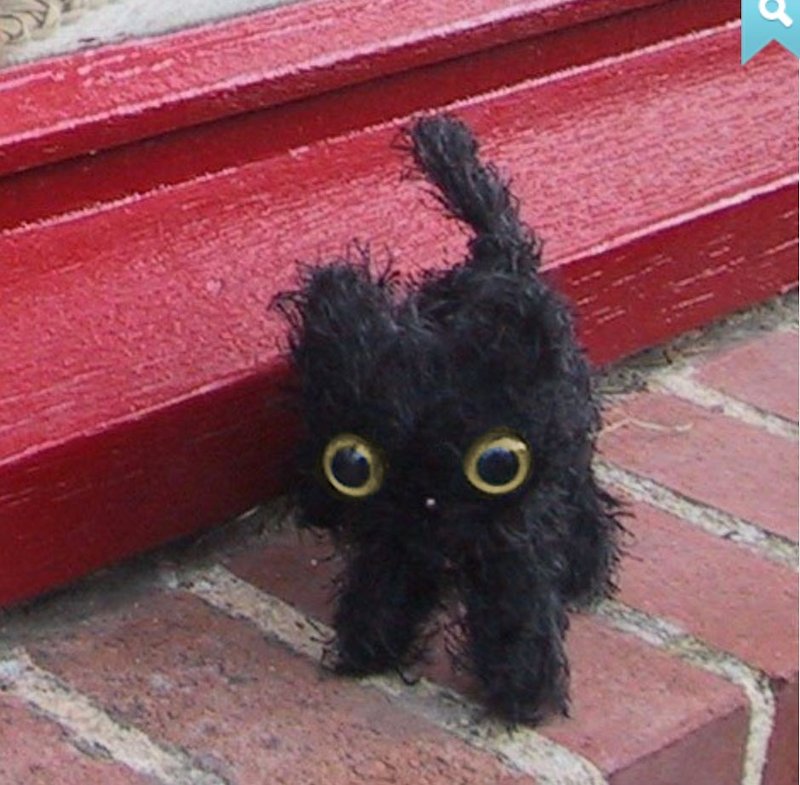 小貓咪【mini Songe】日本娃娃擺飾。黑貓/白 - 裝飾/擺設  - 其他材質 黑色