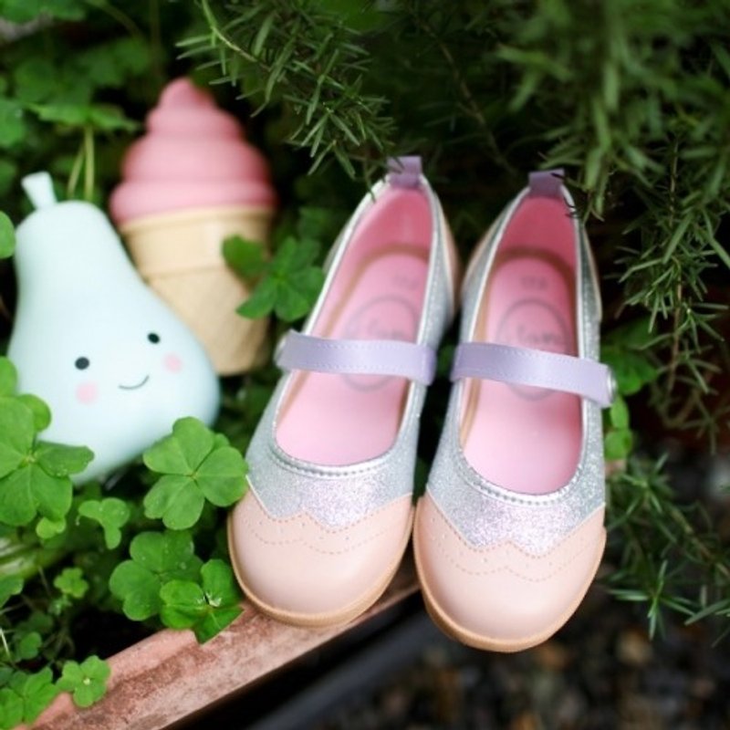 シャーロットシルバー小粒スパンコールオックスフォード人形の靴 - キッズシューズ - その他の素材 ピンク