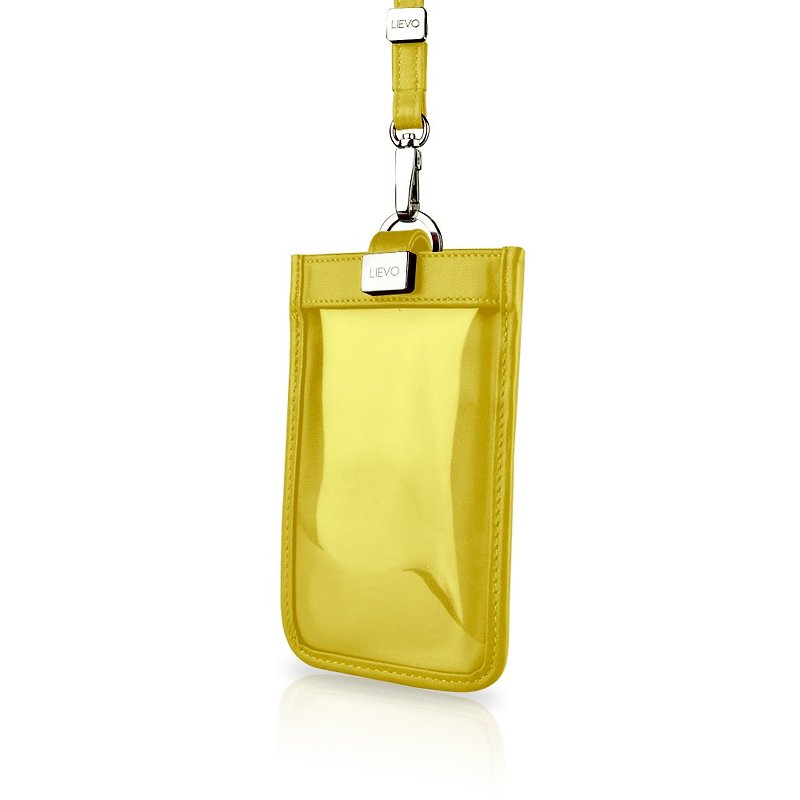 [LIEVO] TOUCH - Neck-mounted leather phone case_黄5.1 - เคส/ซองมือถือ - หนังแท้ สีเหลือง