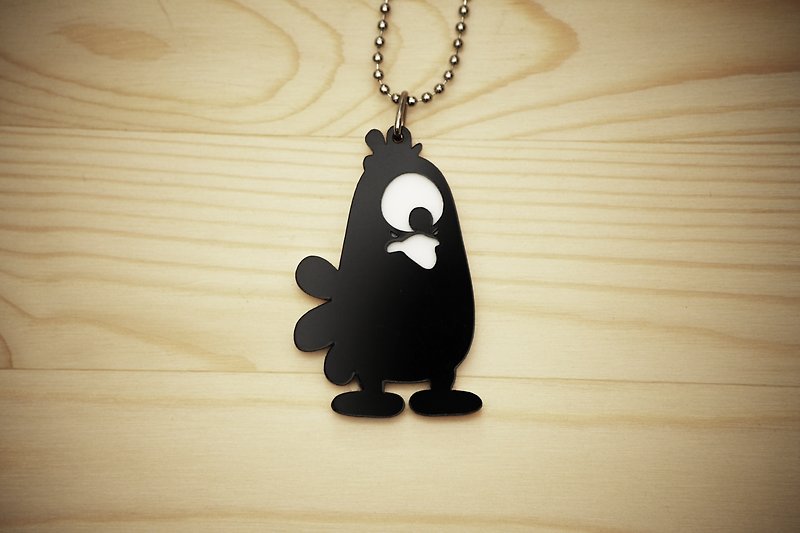 【Peej】’Radioactive Chicken’ Double layered Acrylic key chains/necklaces - Keychains - Acrylic Black
