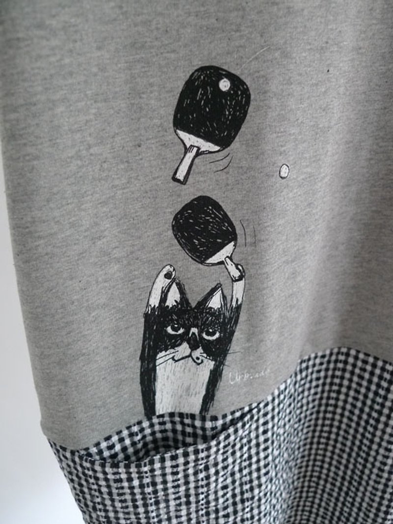 ：Urb.【拍拍貓】女/雙穿法 x 橢圓創意款 - 連身裙 - 棉．麻 灰色