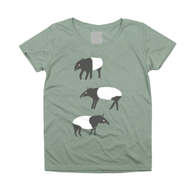バク　動物 アニマル  Tシャツ　レディースS〜XLサイズ　Tcollector - 女 T 恤 - 棉．麻 綠色